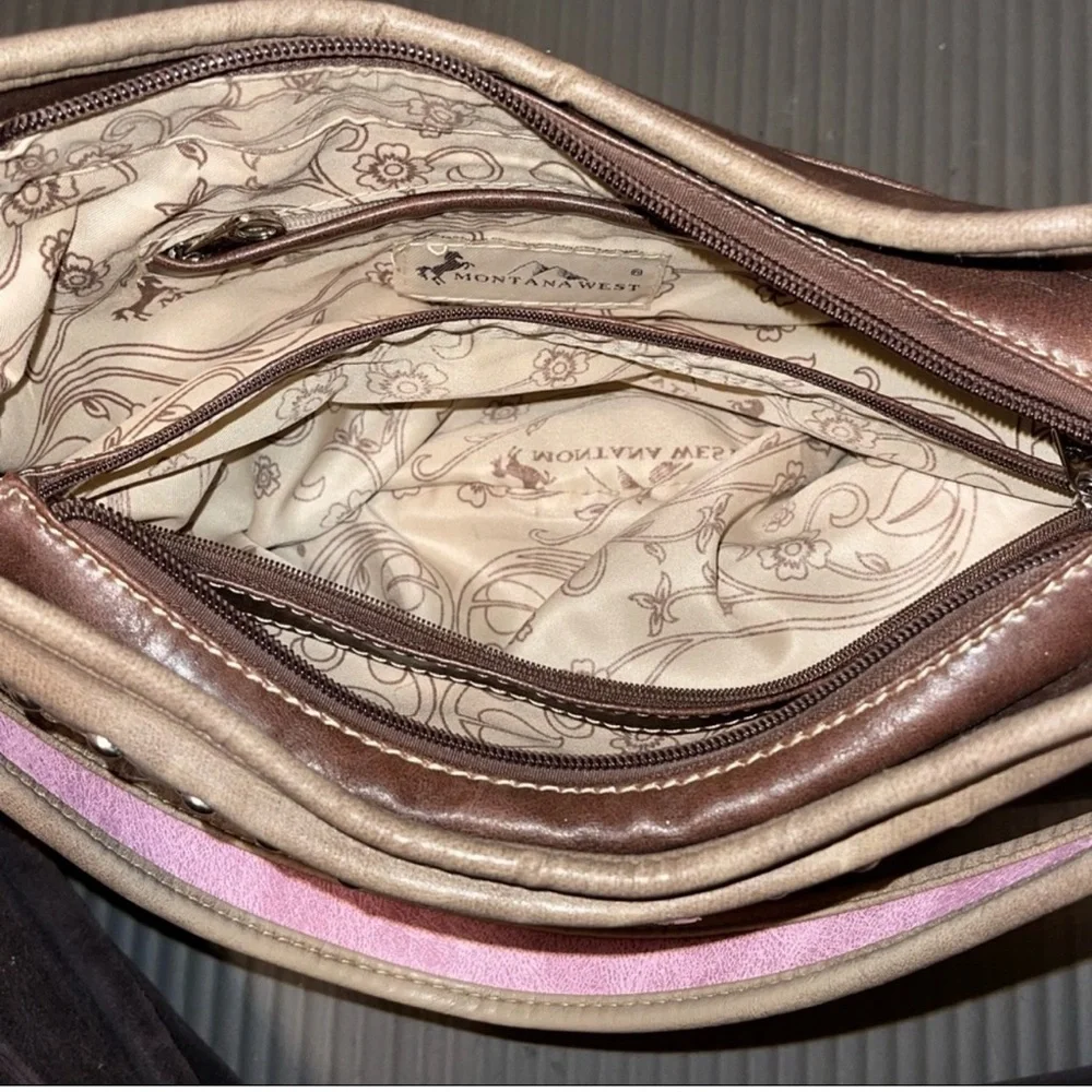 Vintage Montana West Brown Pink Tan Concealed Weapon Bag New Without Tags - Picture 15 of 17
